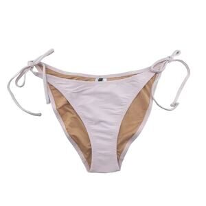 J Crew Bikini Bottoms Pink Cheeky Curved Ribbed String Size Large BE805 Sexy New